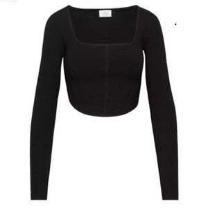 Aritzia Wilfred Natalie Long Sleeve top in black, size S